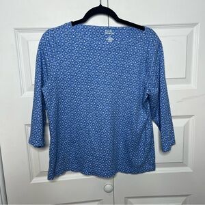 Croft & Barrow Blue Patterned 3/4 Sleeve Top | Size M